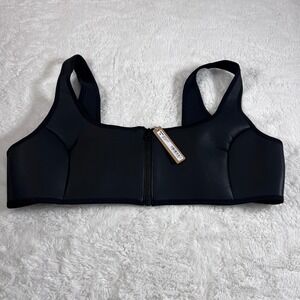 SKIMS Rubberized Scuba Swim Scoop Neck Bikini Top Onyx Black BT-SCP-3159 4X NWT